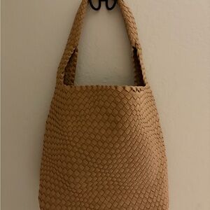 Madison West Tan fabric Woven Shoulder Bag